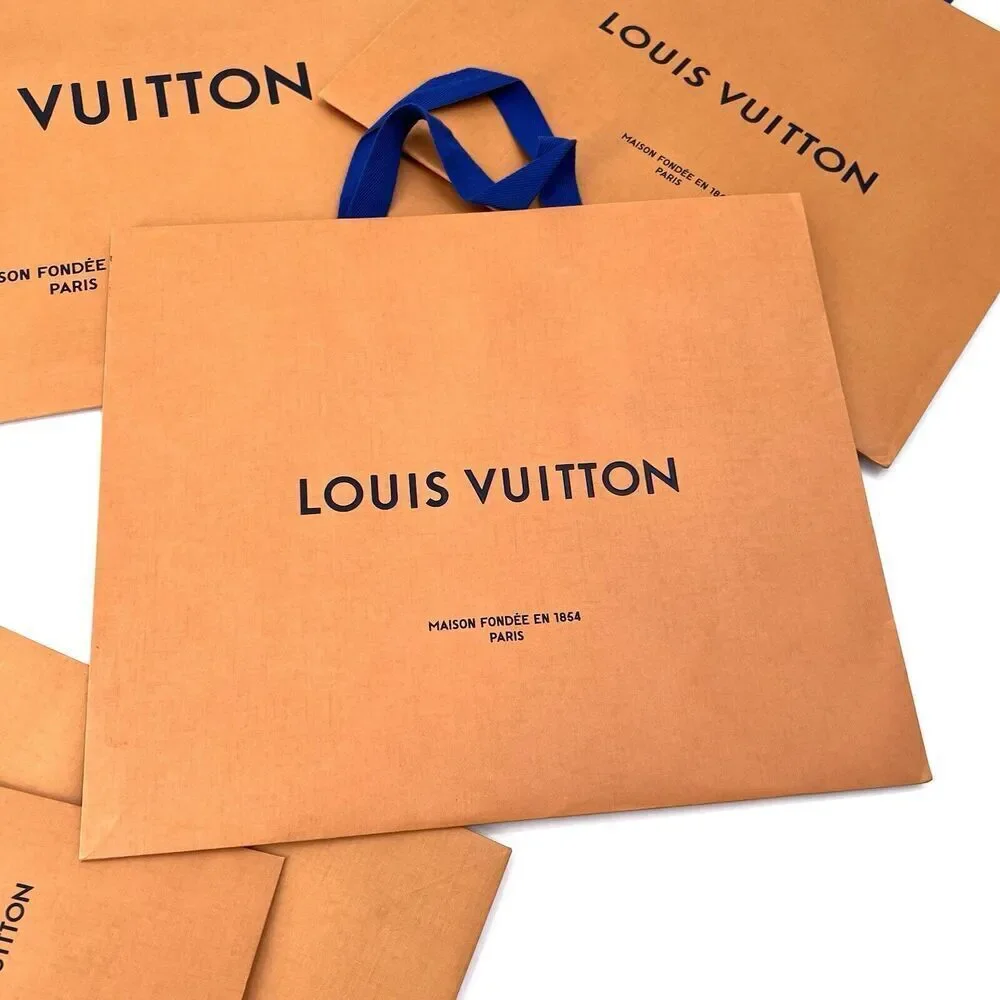 Louis Vuitton LOT Various Sizes Orange Gift Tote Bags & Card With Ribbon